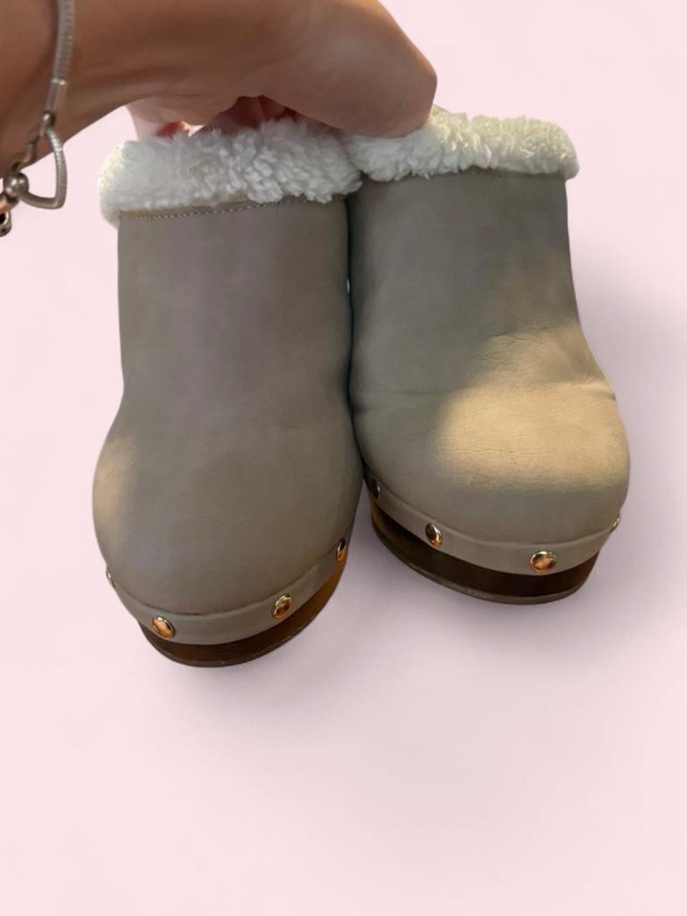 Y2K Juicy Couture suede Sherpa lined heeled clogs 7.5 - Picture 6 of 6